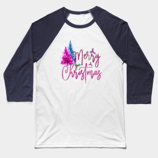 Merry Christmas Cute Pink Christmas Design Baseball T-Shirt